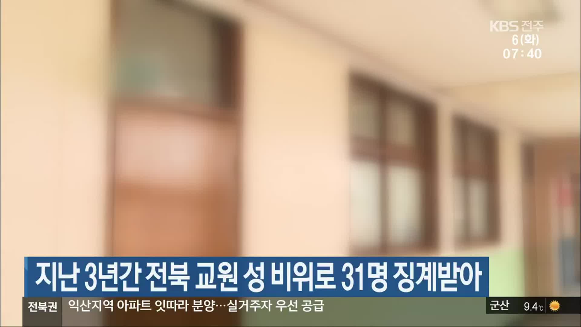 지난 3년간 전북 교원 성 비위로 31명 징계받아
