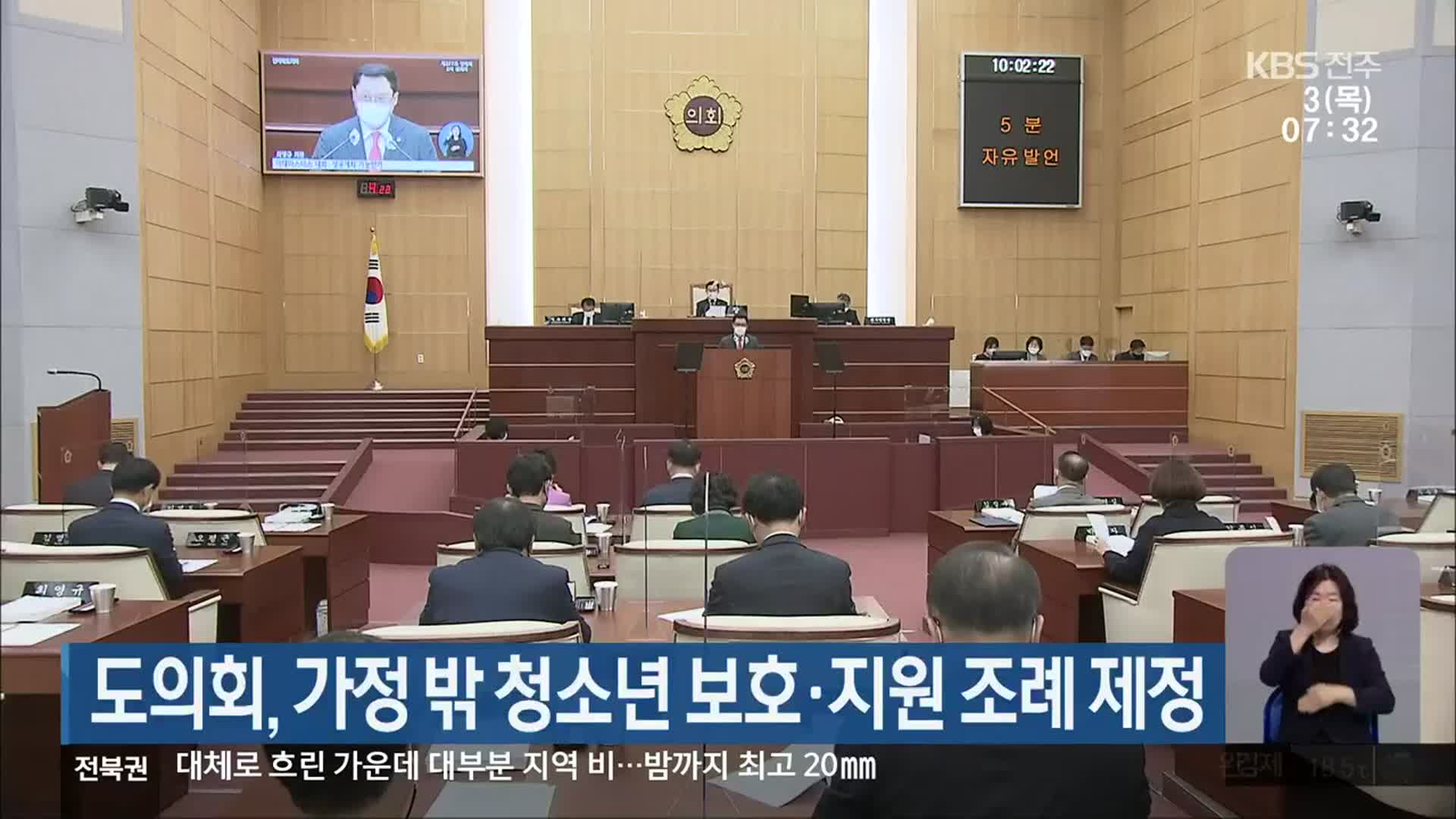 전북도의회, 가정 밖 청소년 보호·지원 조례 제정