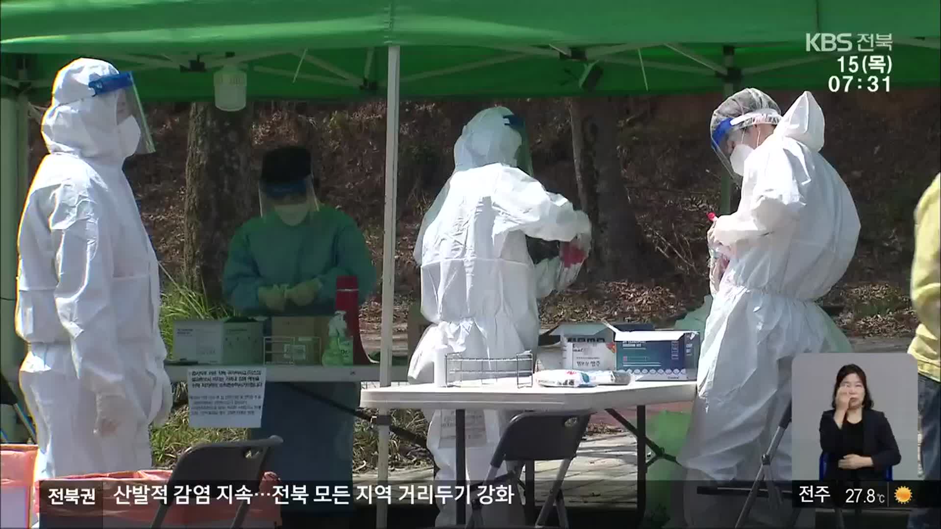 산발적 감염 지속…전북 전역 거리두기 강화