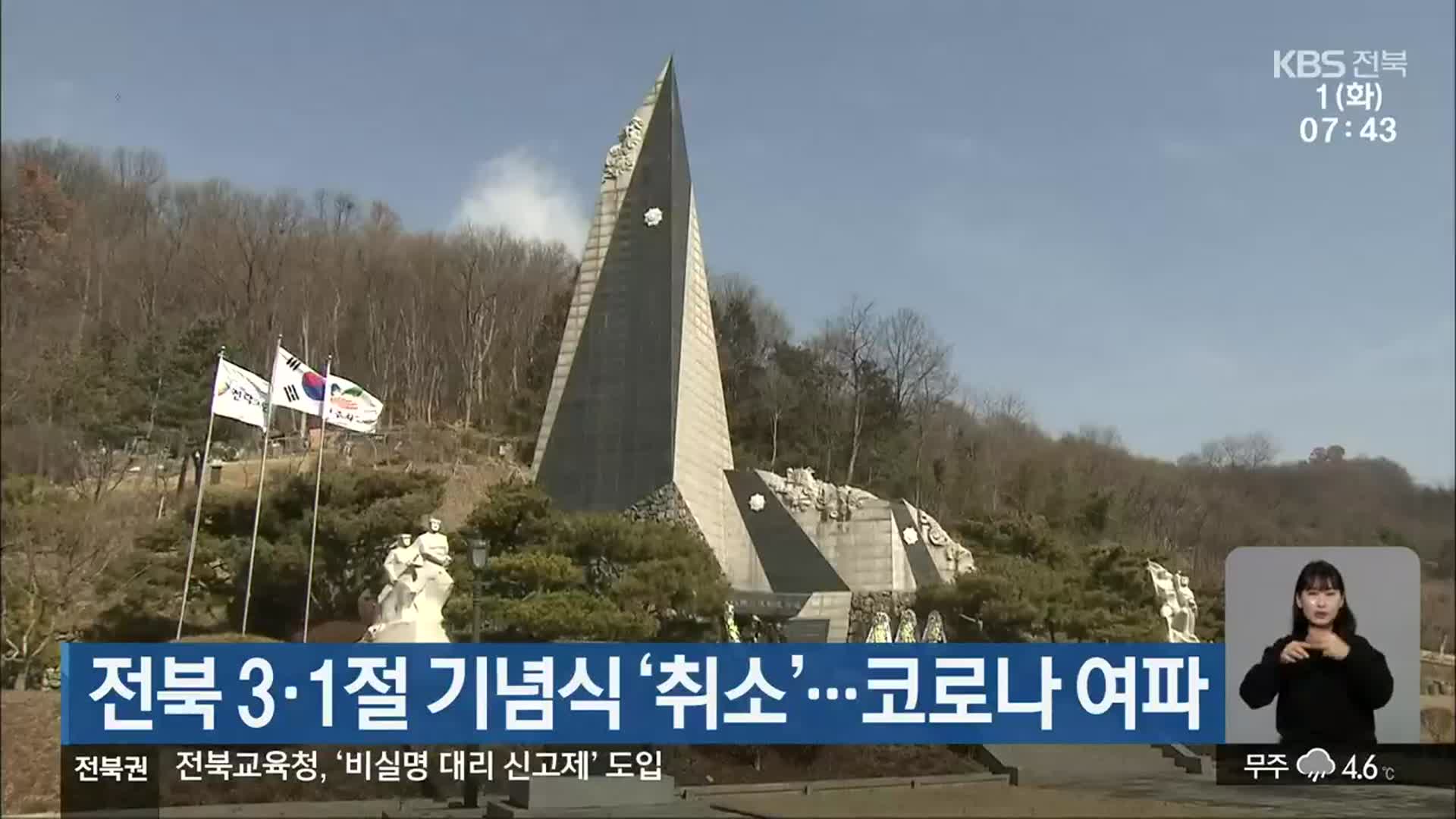전북 3·1절 기념식 ‘취소’…코로나 여파