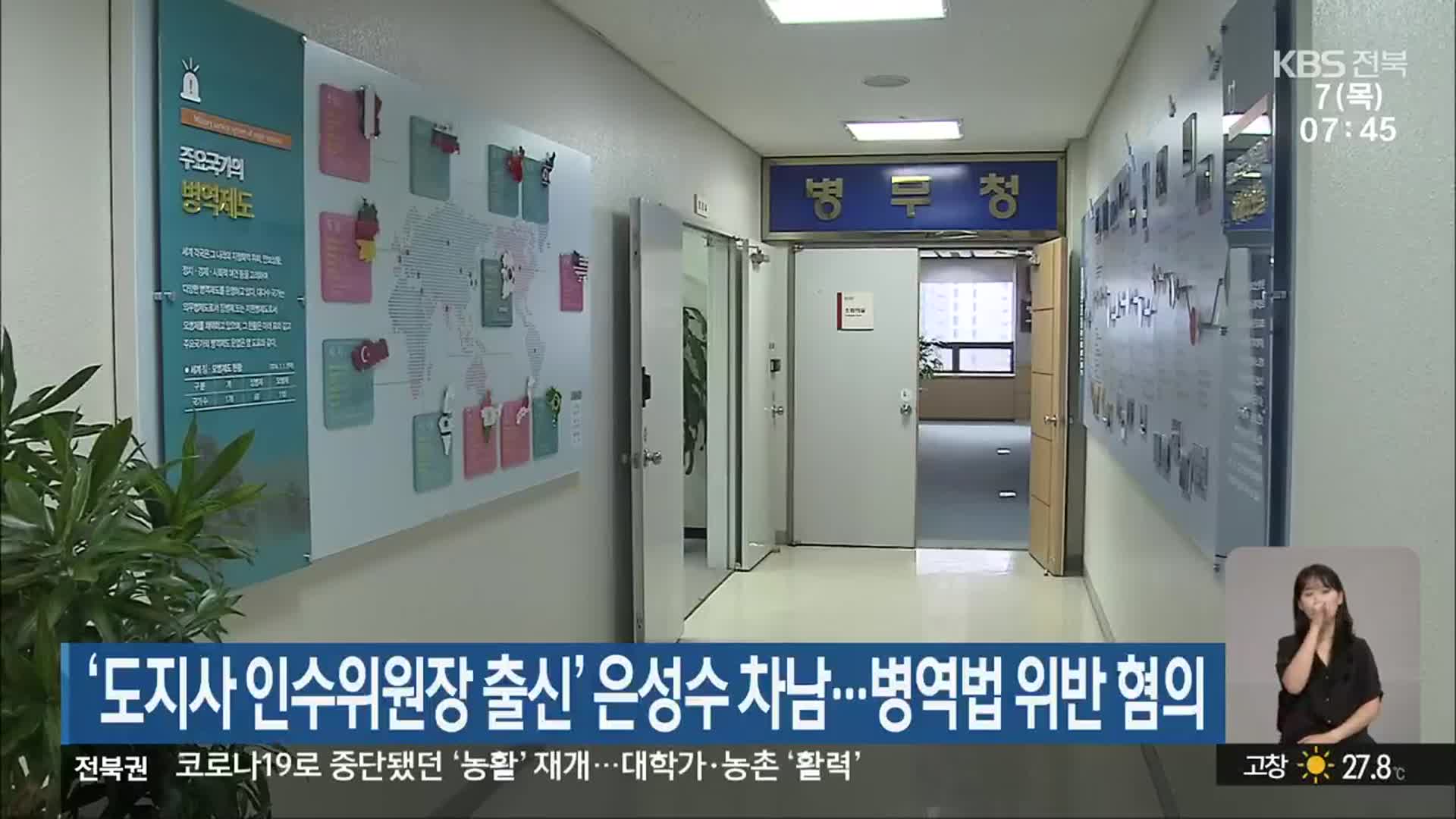 ‘도지사 인수위원장 출신’ 은성수 차남…병역법 위반 혐의