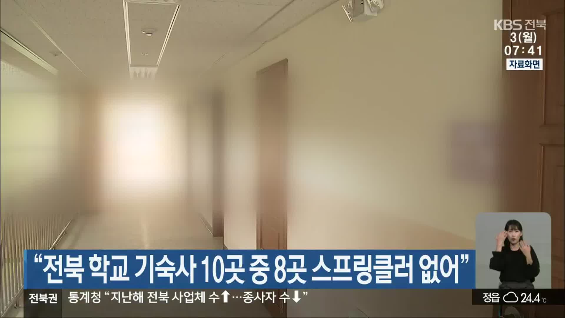 “전북 학교 기숙사 10곳 중 8곳 스프링클러 없어”