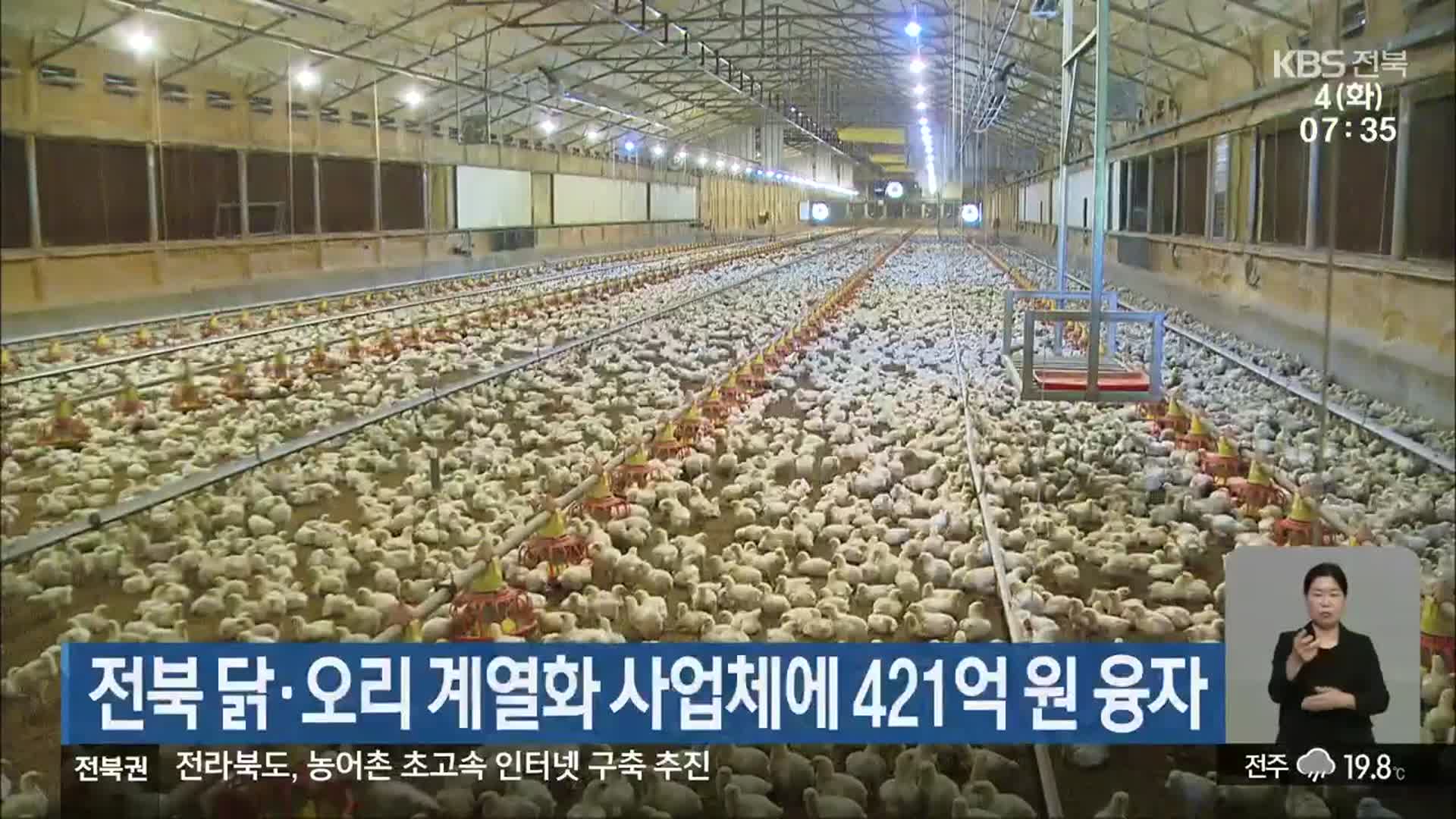 전북 닭·오리 계열화 사업체에 421억 원 융자