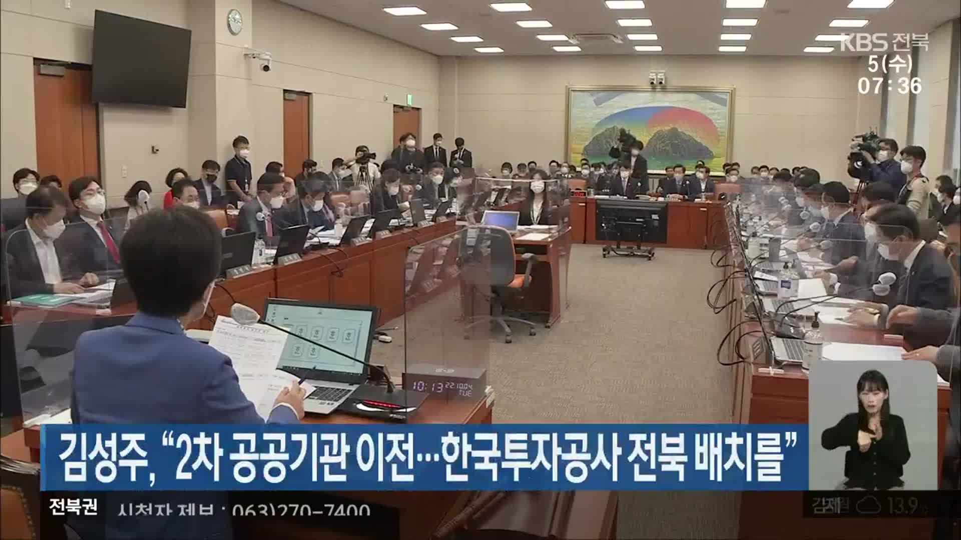 김성주 “2차 공공기관 이전…한국투자공사 전북 배치를”