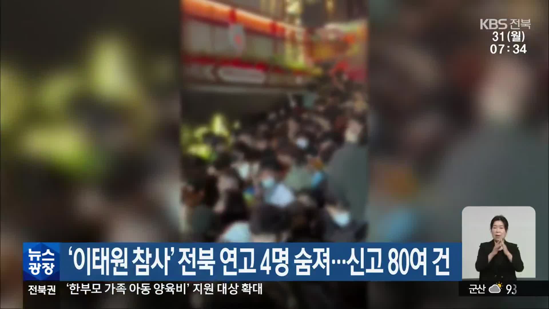 ‘이태원 참사’ 전북 연고 4명 숨져…신고 80여 건