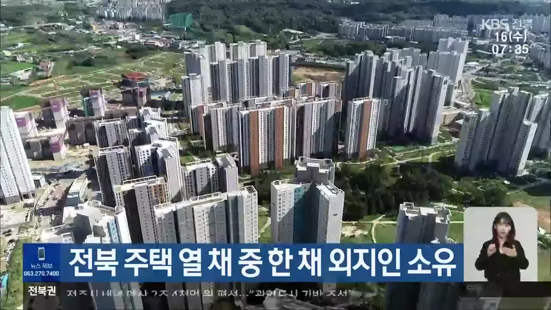 전북 주택 열 채 중 한 채 외지인 소유