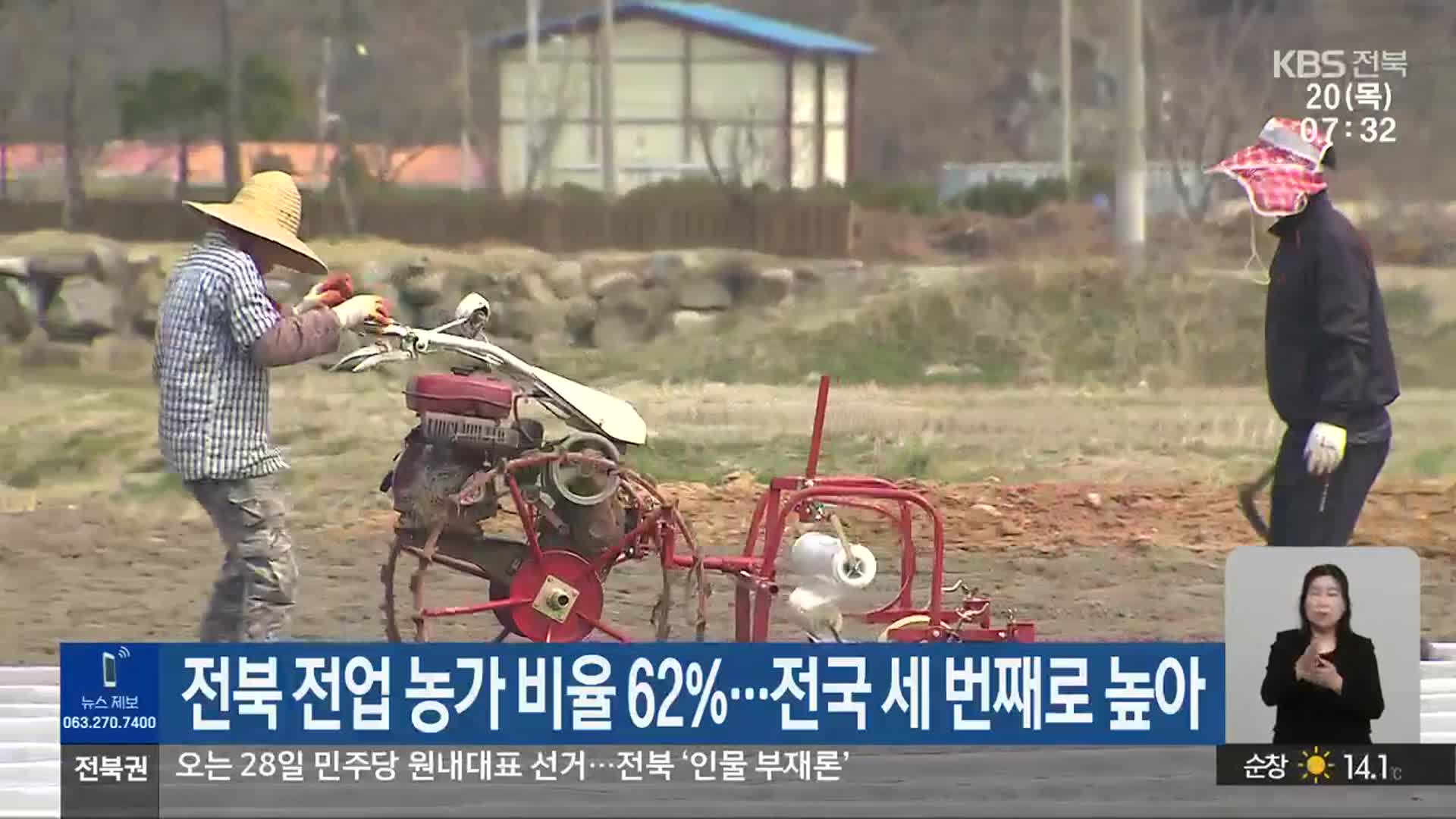 전북 전업 농가 비율 62%…전국 세 번째로 높아