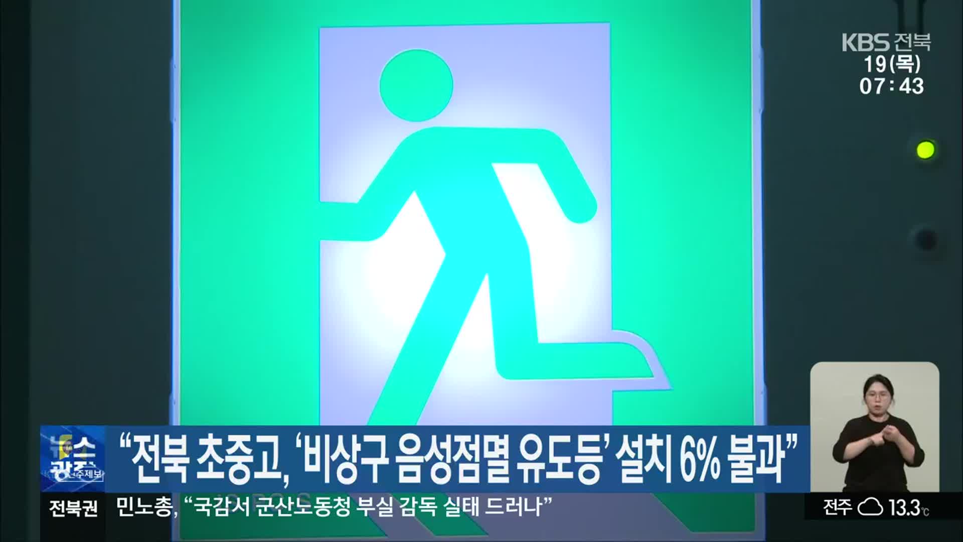 “전북 초중고, ‘비상구 음성점멸 유도등’ 설치 6% 불과”