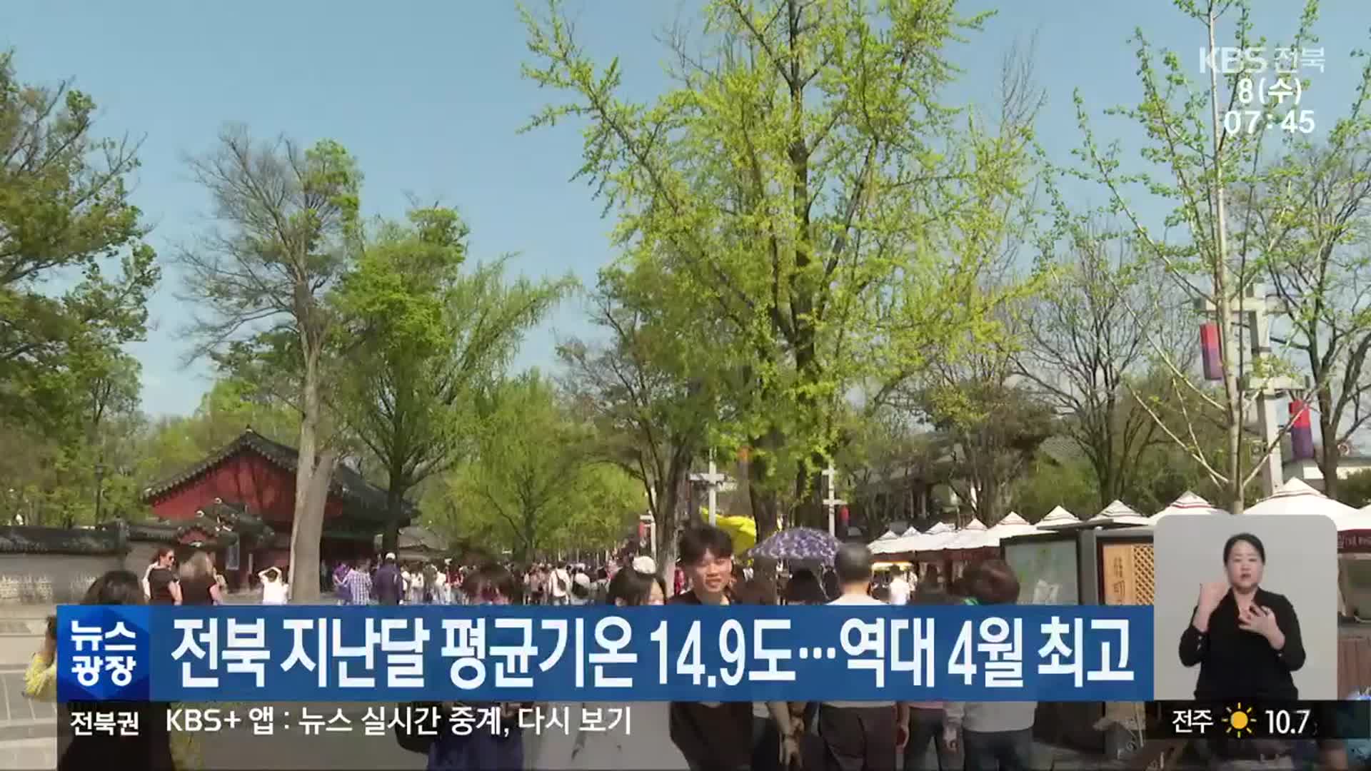 전북 지난달 평균기온 14.9도…역대 4월 최고