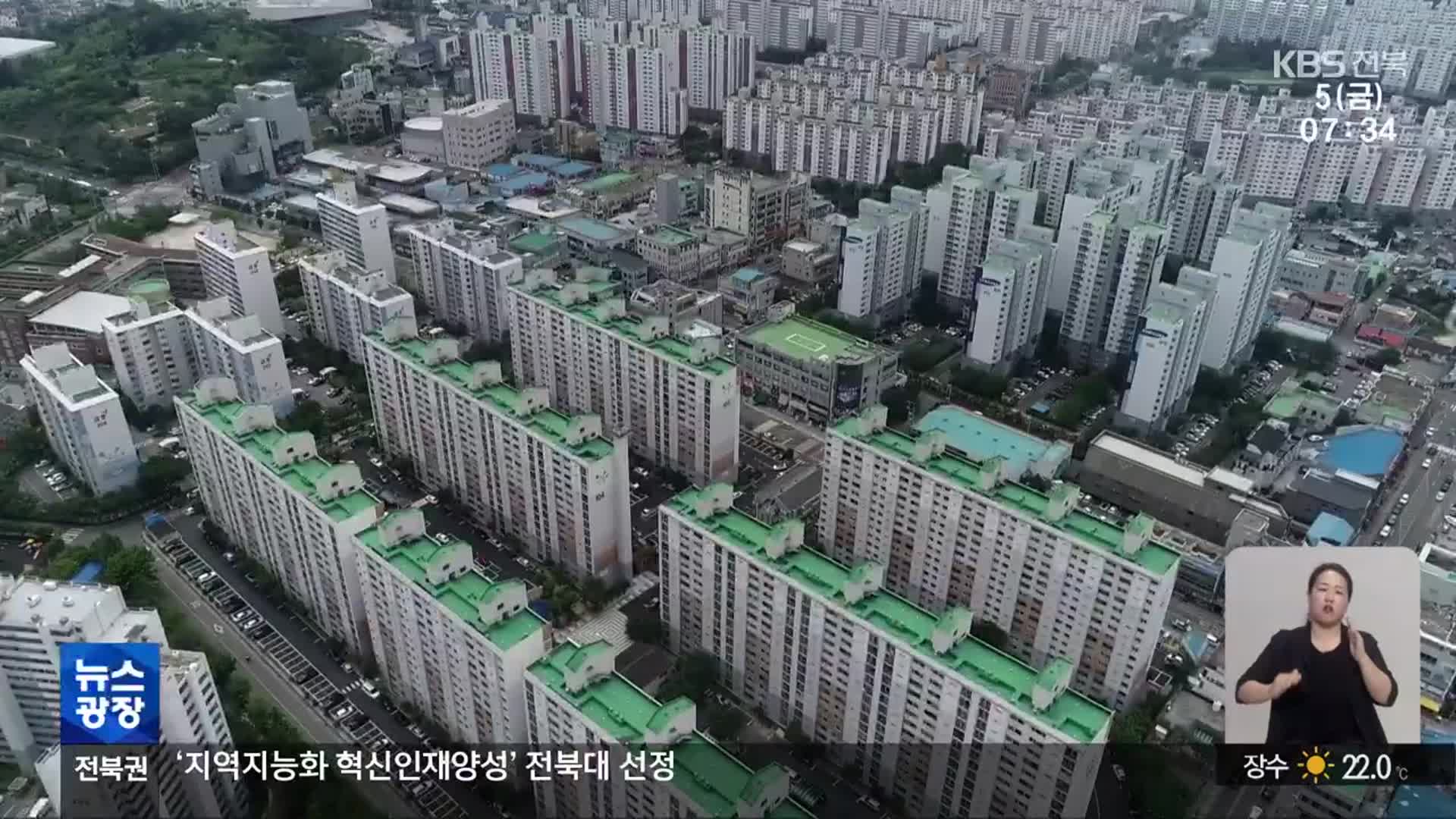 전주 아파트값 회복세…익산·군산은 침체 지속