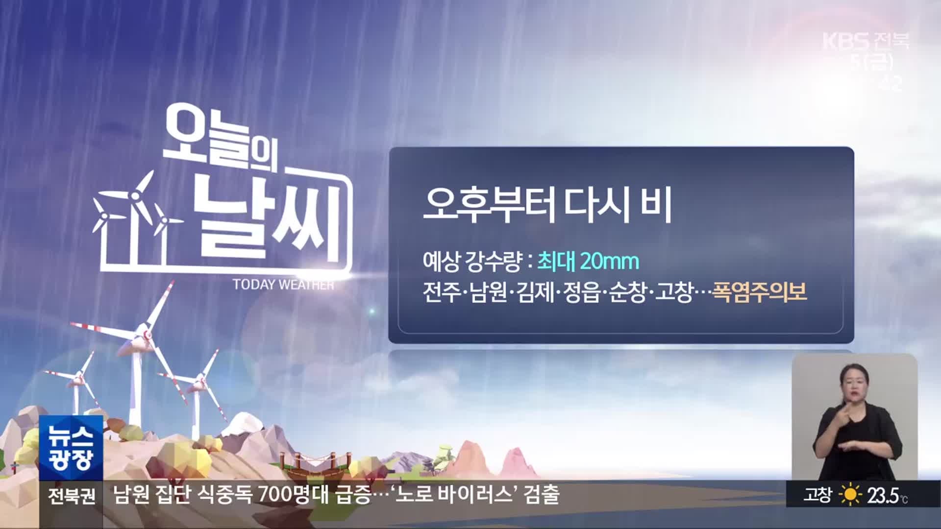 [날씨] 전북 늦은 저녁쯤 최대 20mm 비…곳곳 폭염주의보