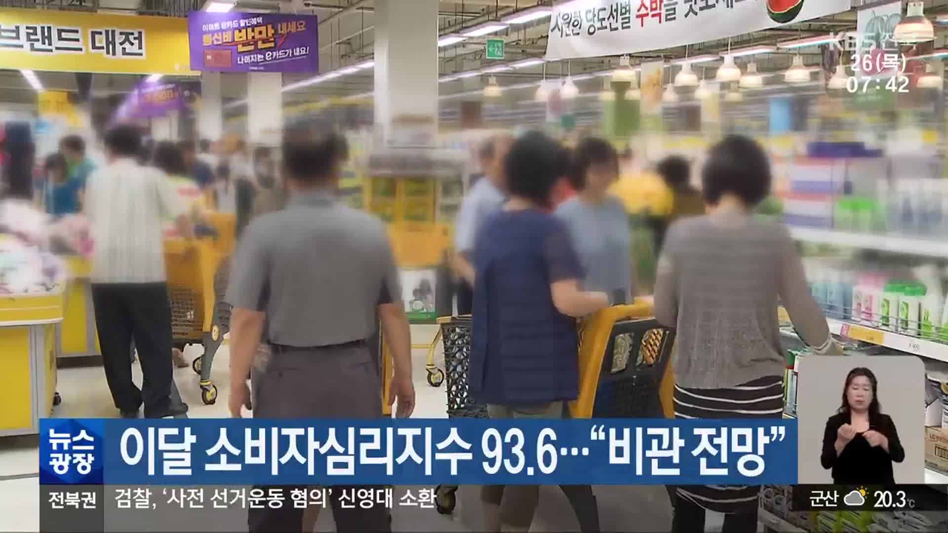 이달 소비자심리지수 93.6…“비관 전망”