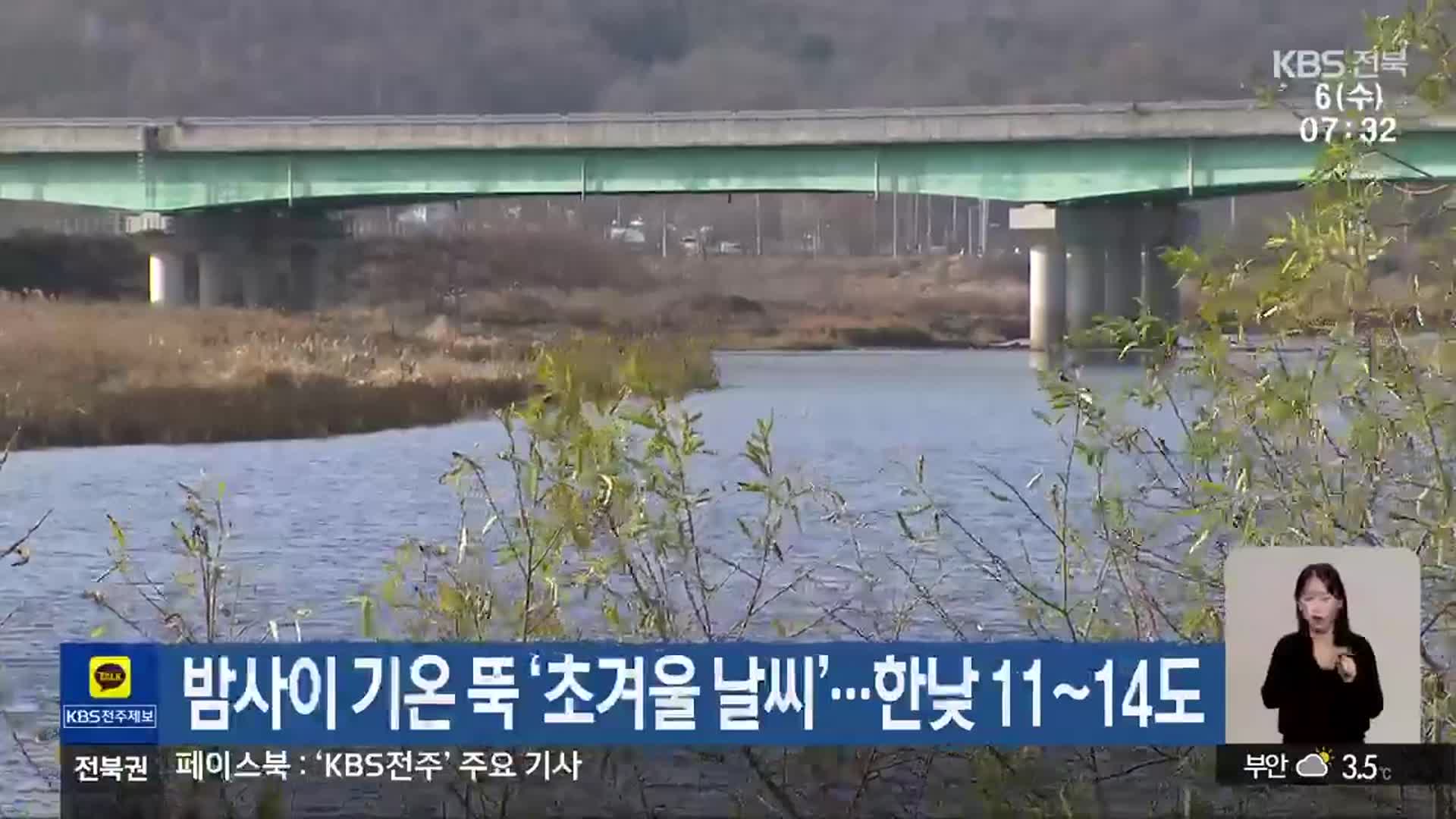 전북 밤사이 기온 뚝 ‘초겨울 날씨’…한낮 11~14도