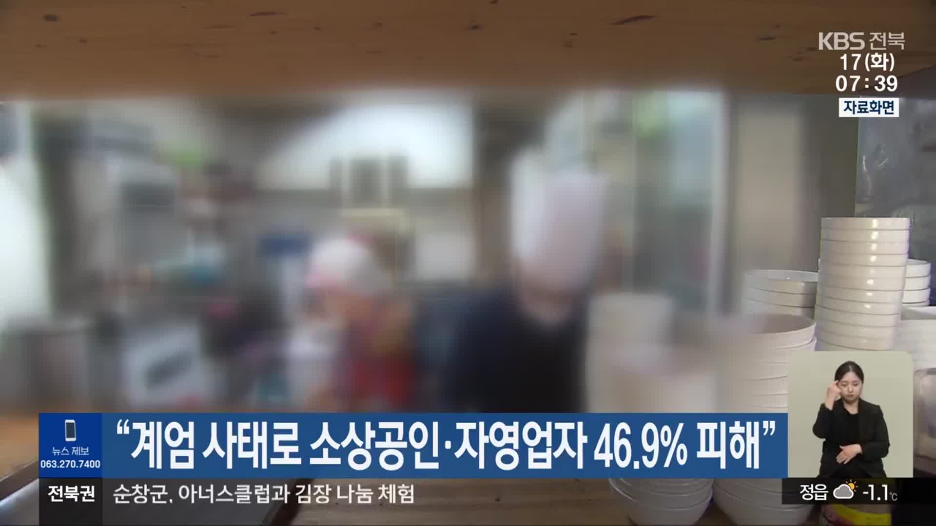 “계엄 사태로 소상공인·자영업자 46.9% 피해”