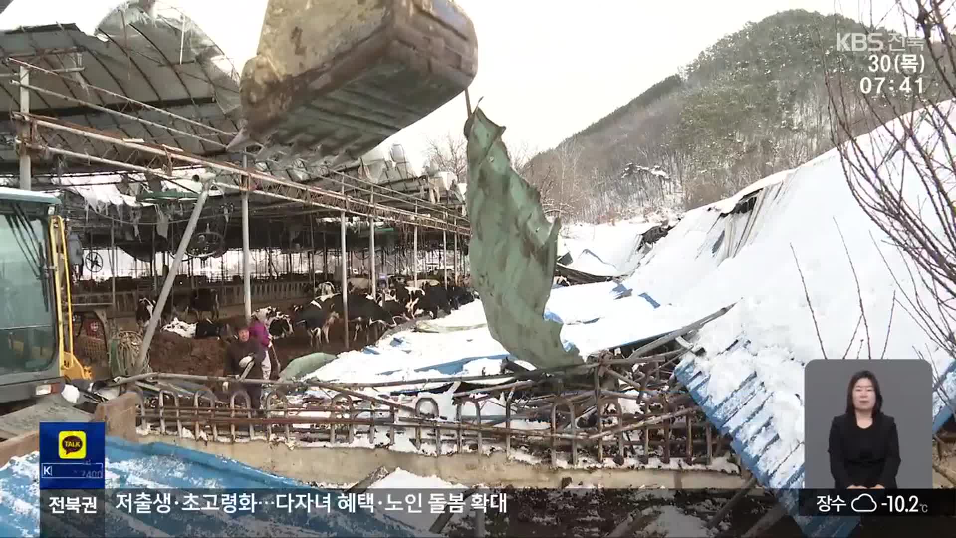 ‘습설’에 축사 ‘와르르’…40cm 안팎 폭설에 전북 곳곳 피해