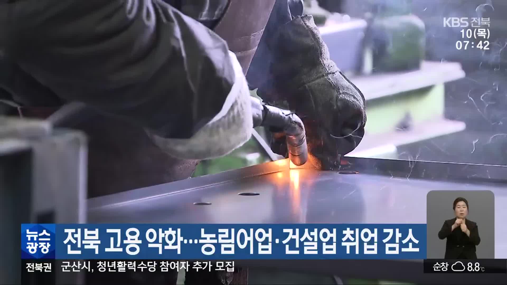 전북 고용 악화…농림어업·건설업 취업 감소