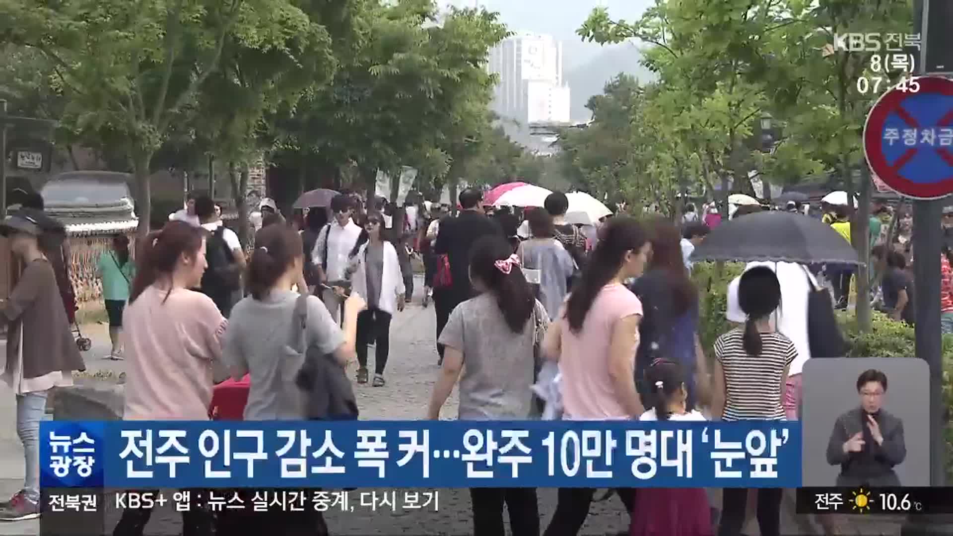 전주 인구 감소 폭 커…완주 10만 명대 ‘눈앞’