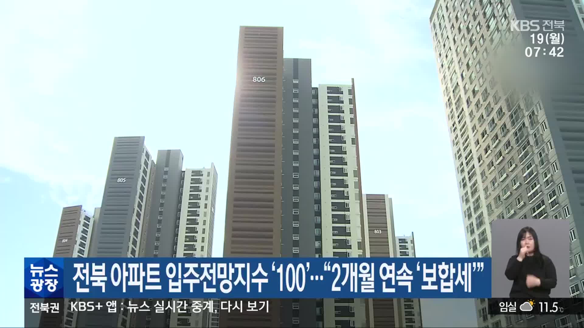 전북 아파트 입주전망지수 ‘100’…“2개월 연속 ‘보합세’”