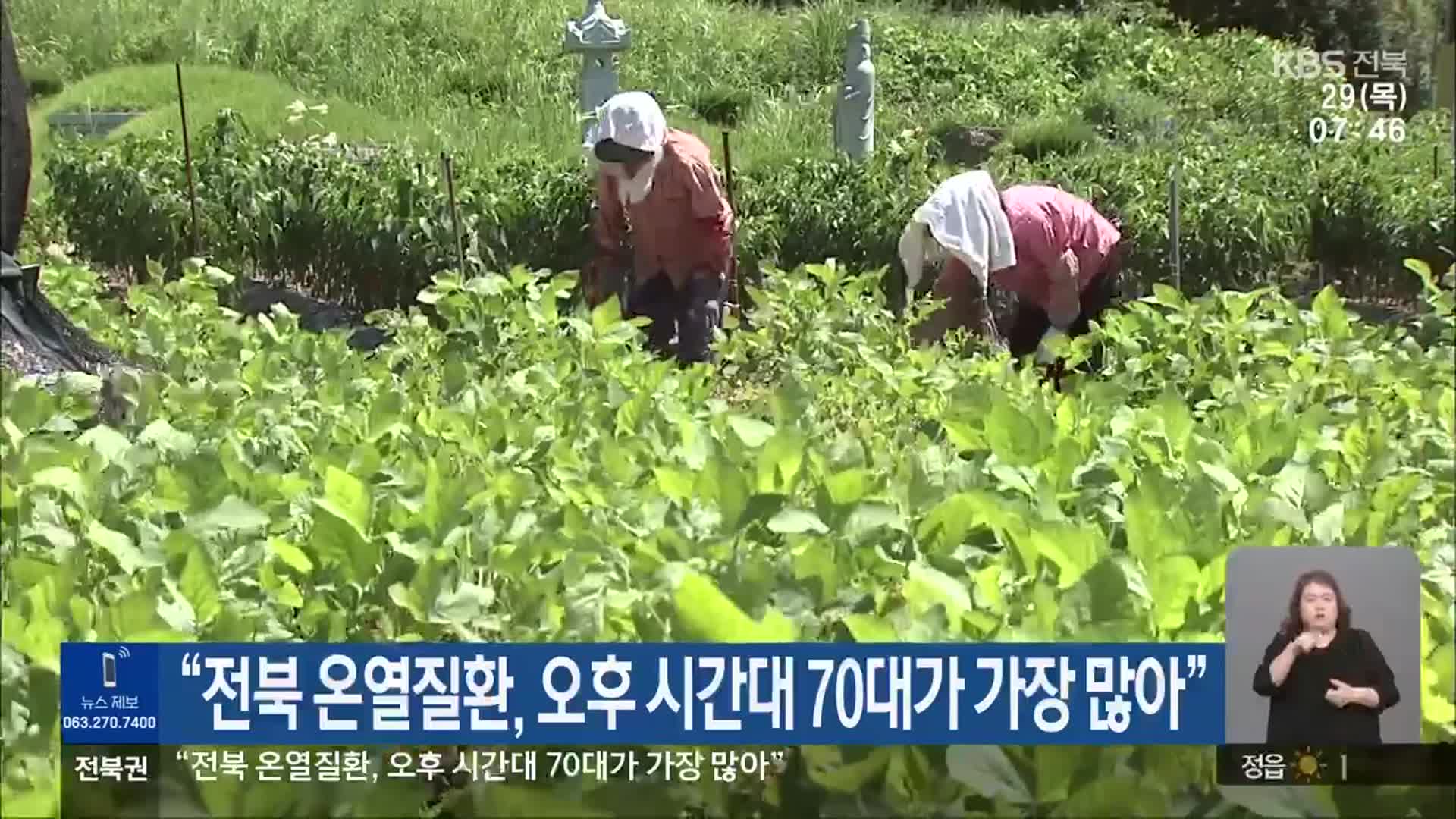 “전북 온열질환, 오후 시간대 70대가 가장 많아”