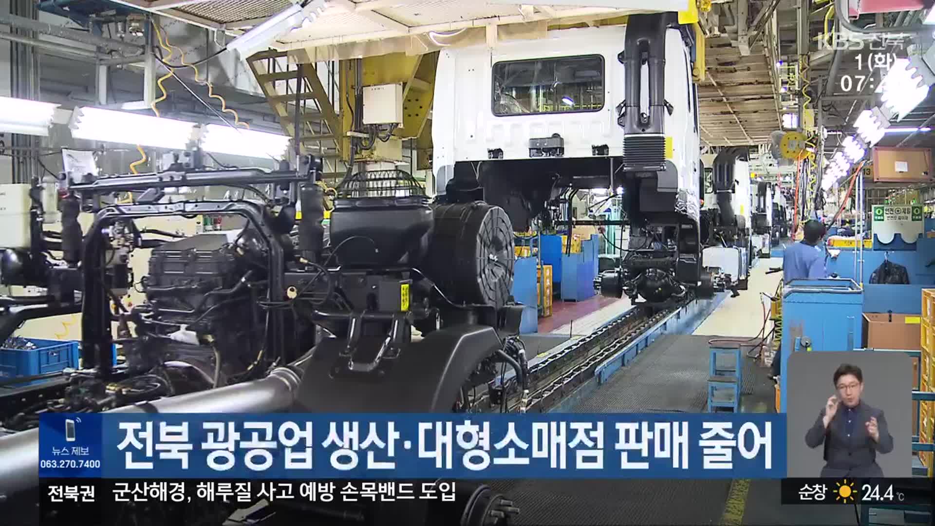 전북 광공업 생산·대형소매점 판매 줄어