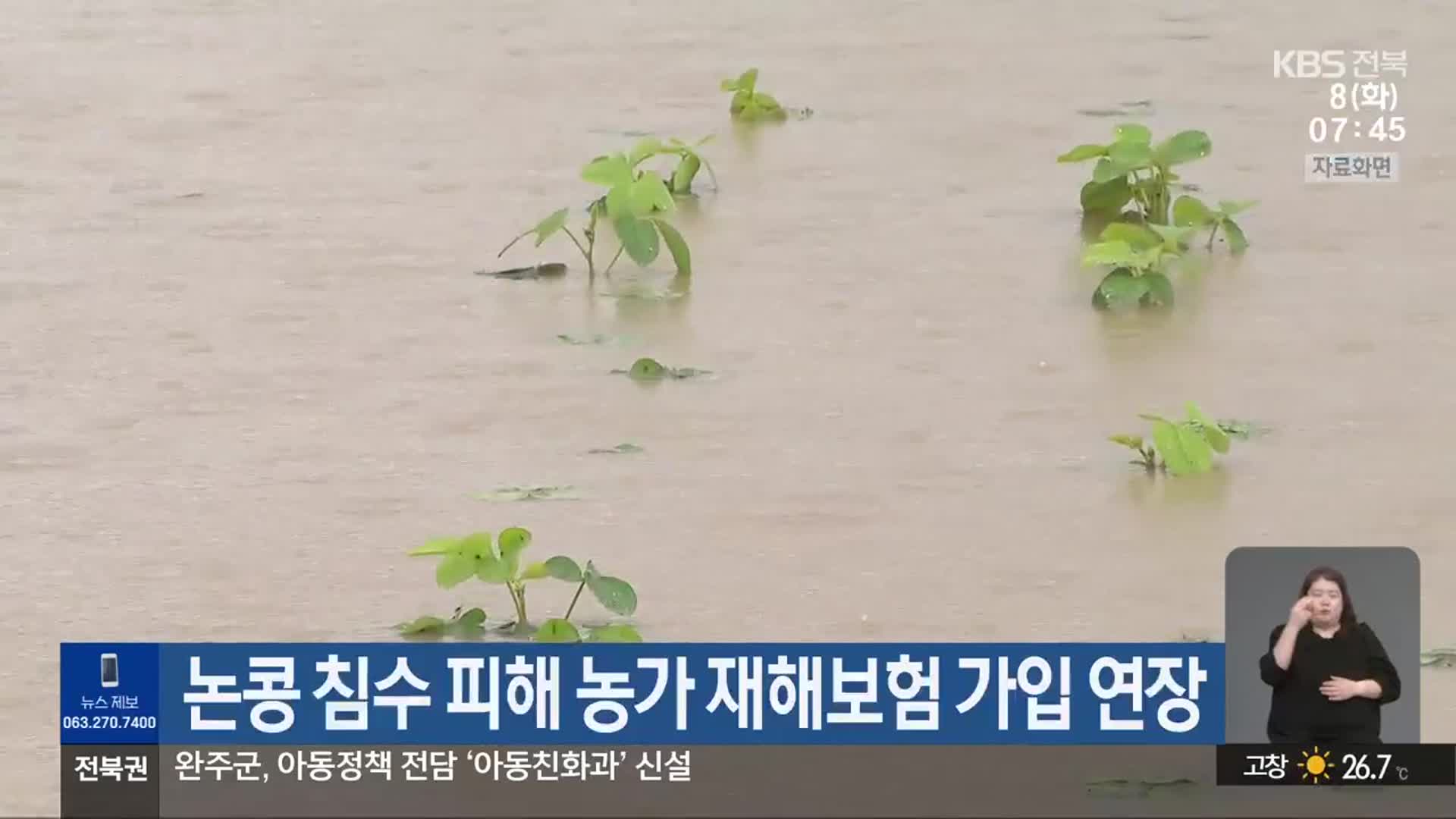 논콩 침수 피해 농가 재해보험 가입 연장