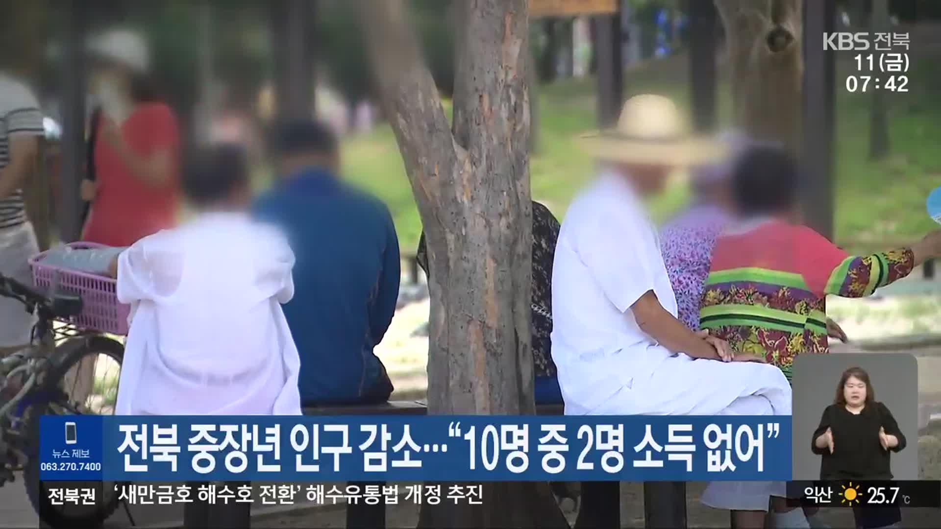 전북 중장년 인구 감소…“10명 중 2명 소득 없어”