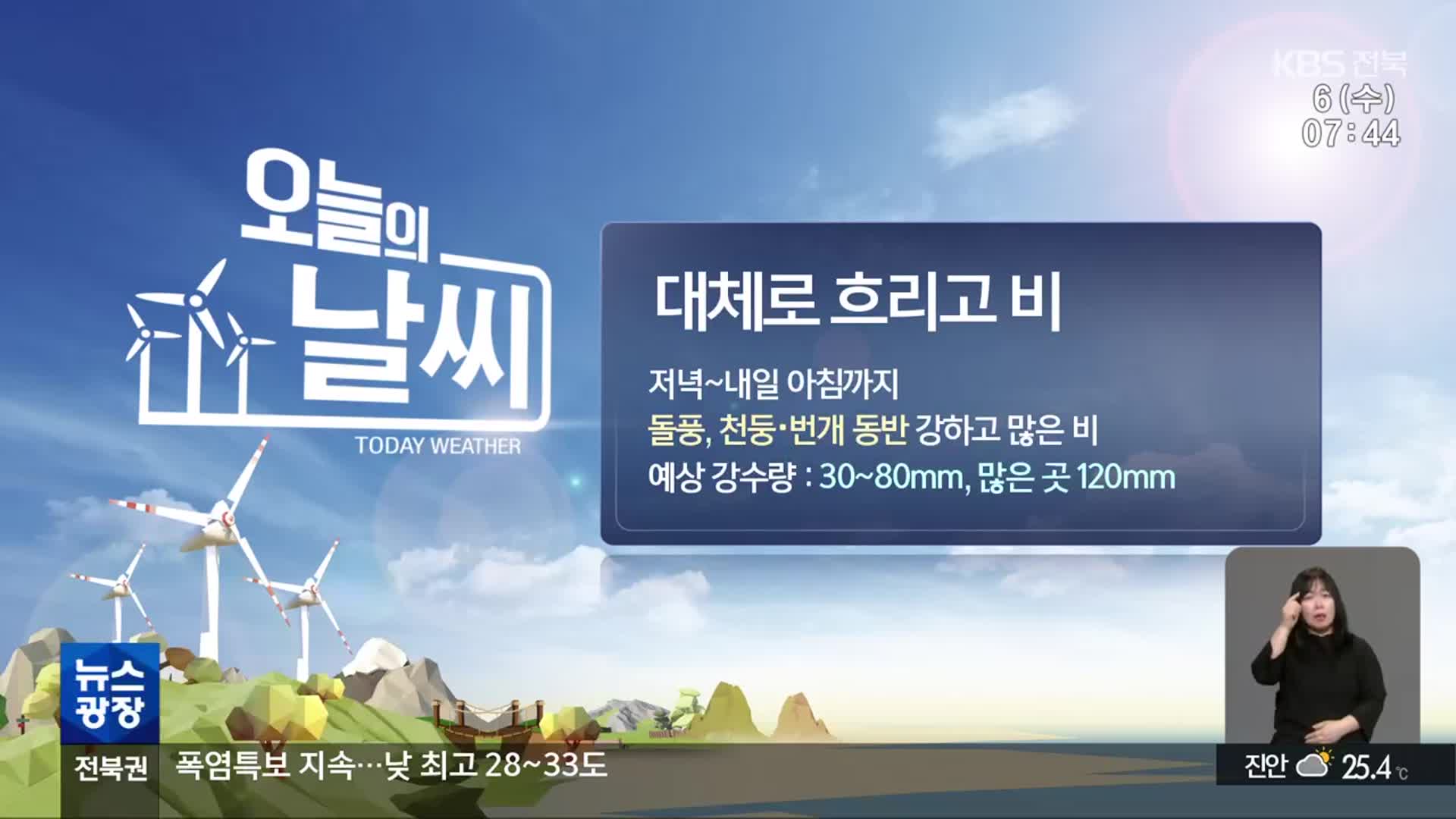 [날씨] 전북 강하고 많은 비…최대 120mm 이상