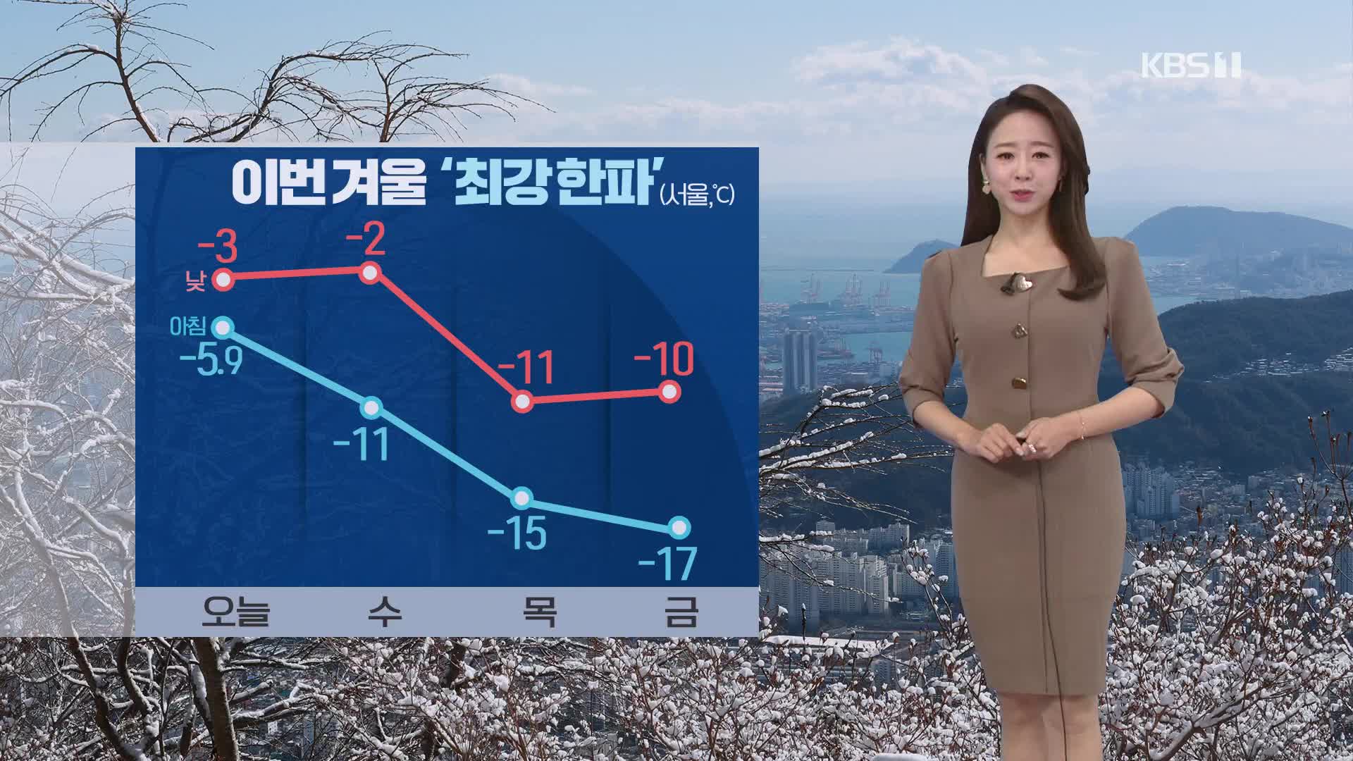 [날씨] 중부·전북·경북 한파특보…내일 아침 서울 -11도