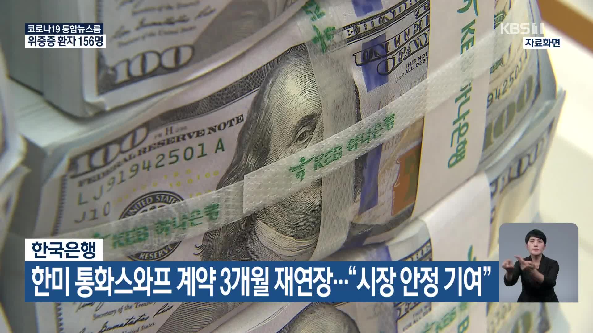 한국은행, 한미 통화스와프 계약 3개월 재연장…“시장 안정 기여”