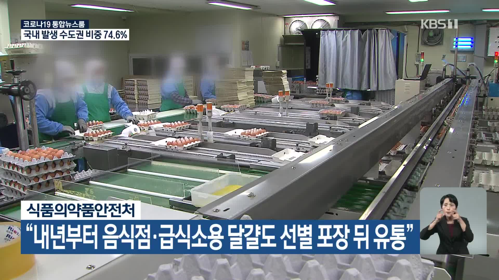 식품의약품안전처 “내년부터 음식점·급식소용 달걀도 선별 포장 뒤 유통”