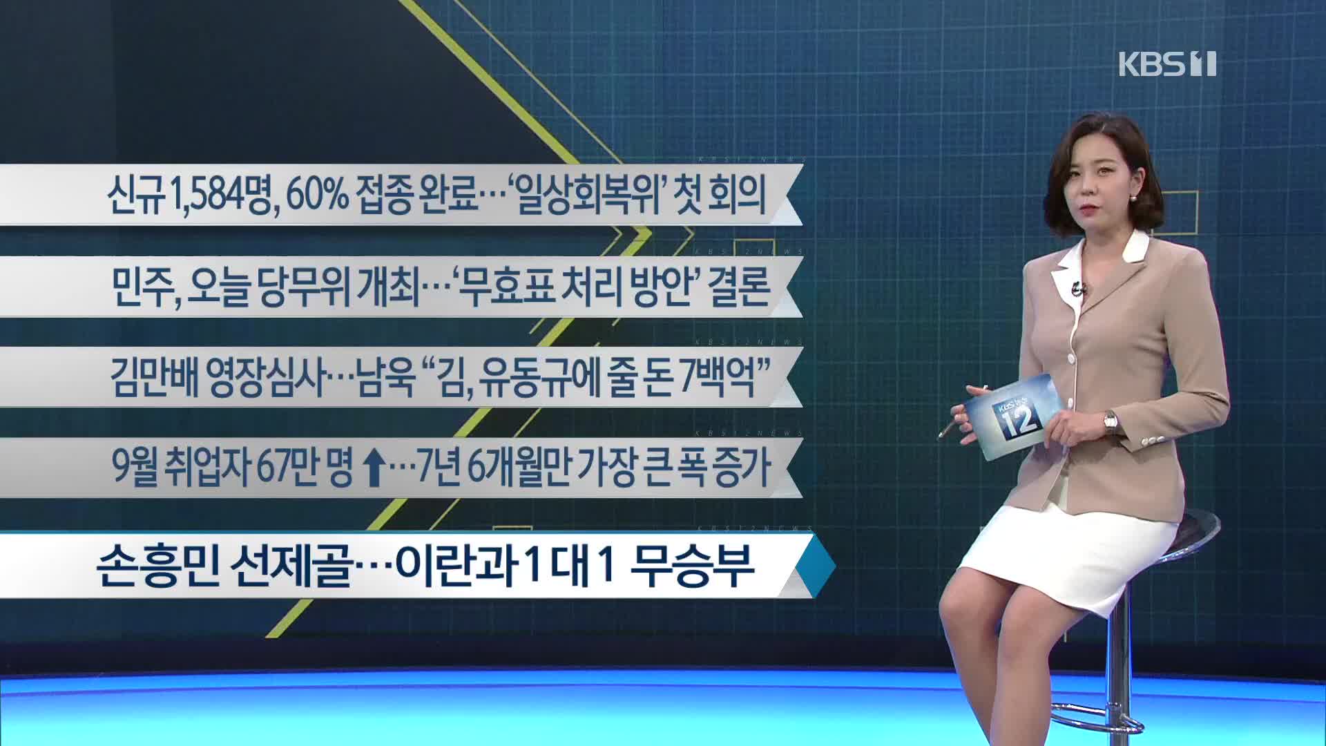 [이 시각 주요뉴스] 신규 1,584명, 60% 접종 완료…‘일상회복위’ 첫 회의 외