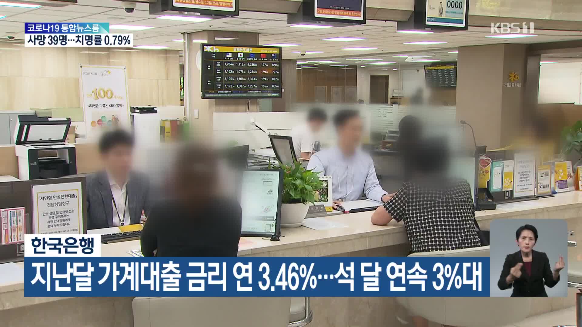 한국은행, 지난달 가계대출 금리 연 3.46%…석 달 연속 3%대