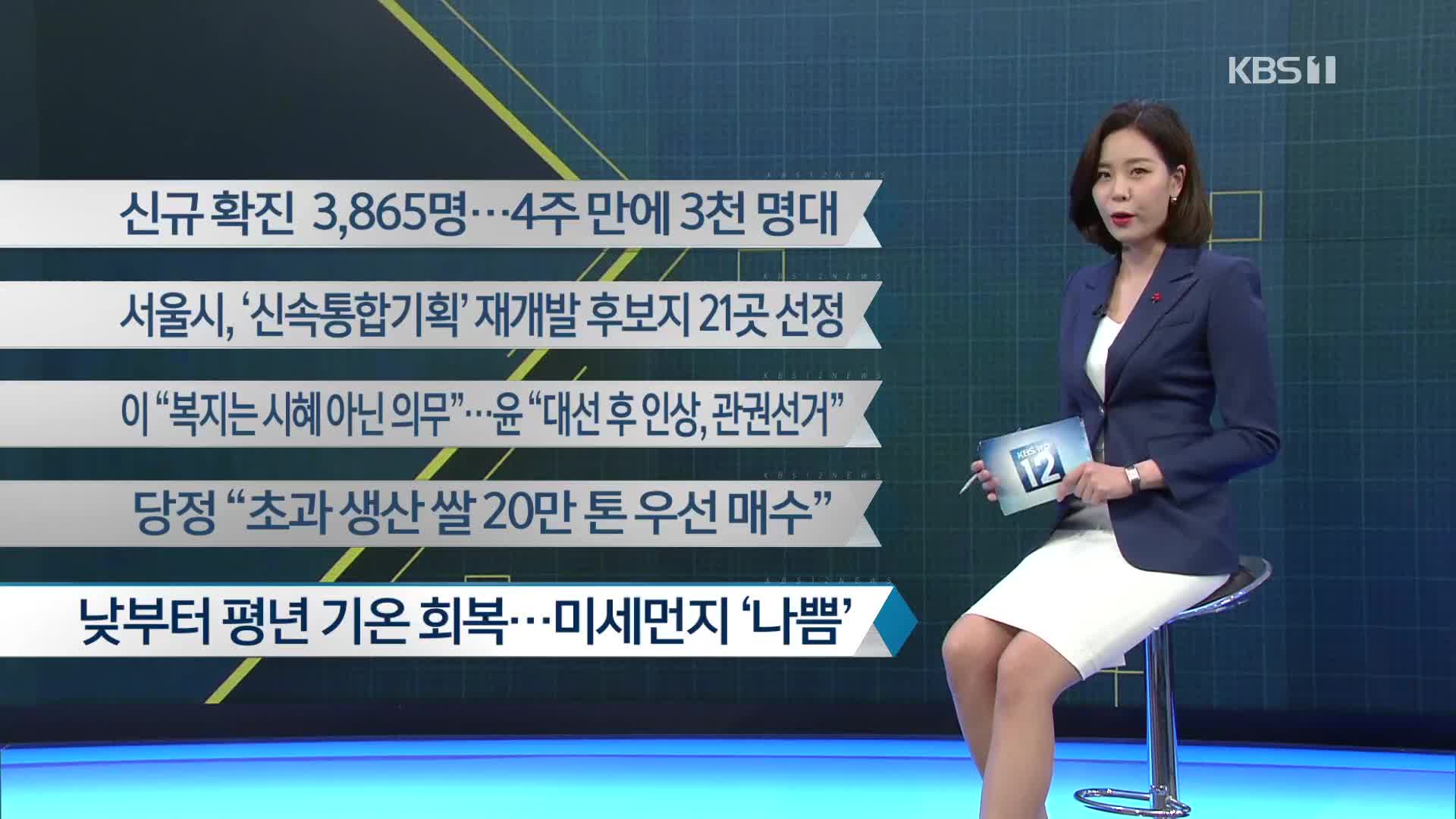 [이 시각 주요뉴스] 신규 확진  3,865명…4주 만에 3천 명대 외