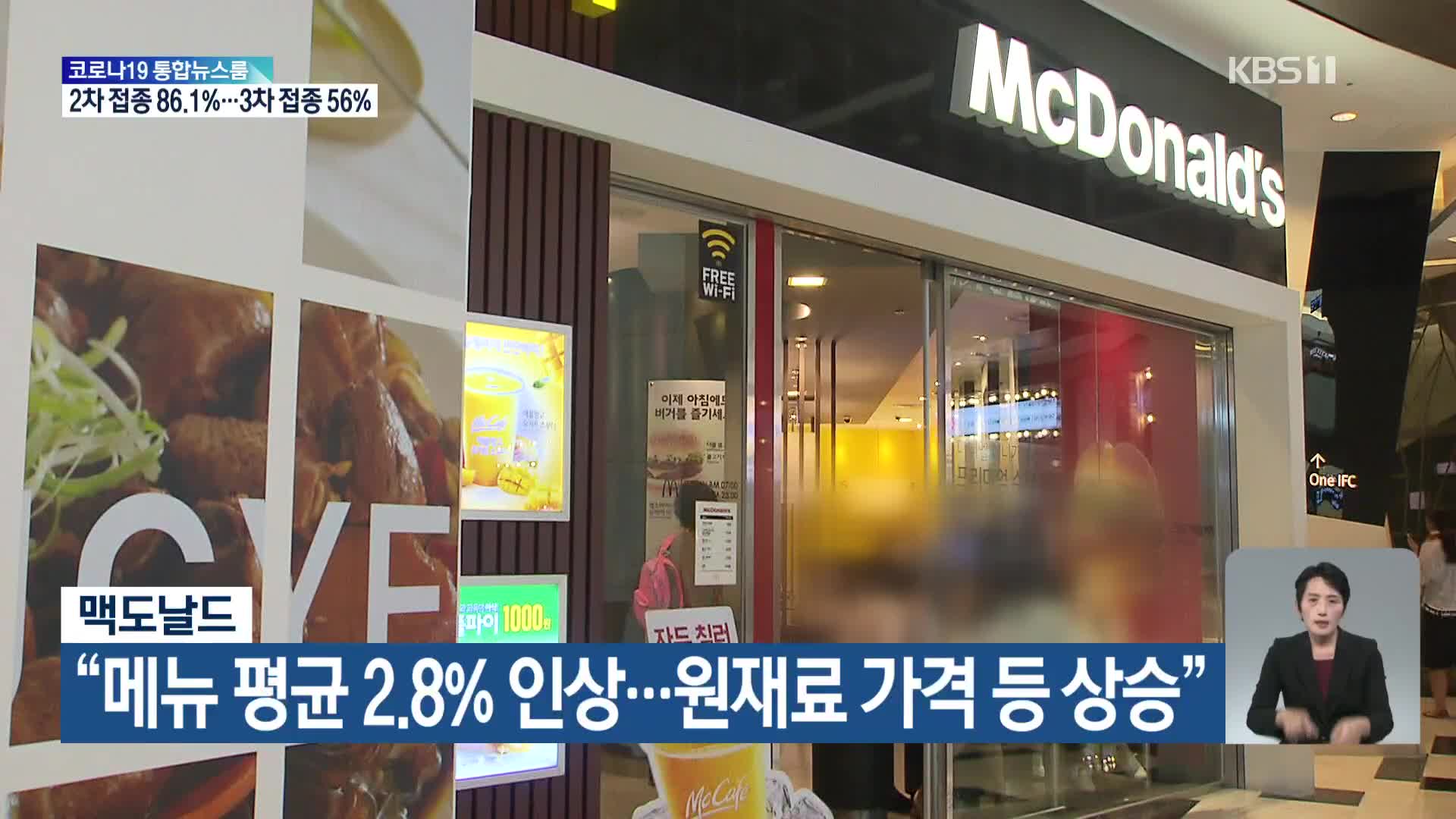 맥도날드 “메뉴 평균 2.8% 인상…원재료 가격 등 상승”