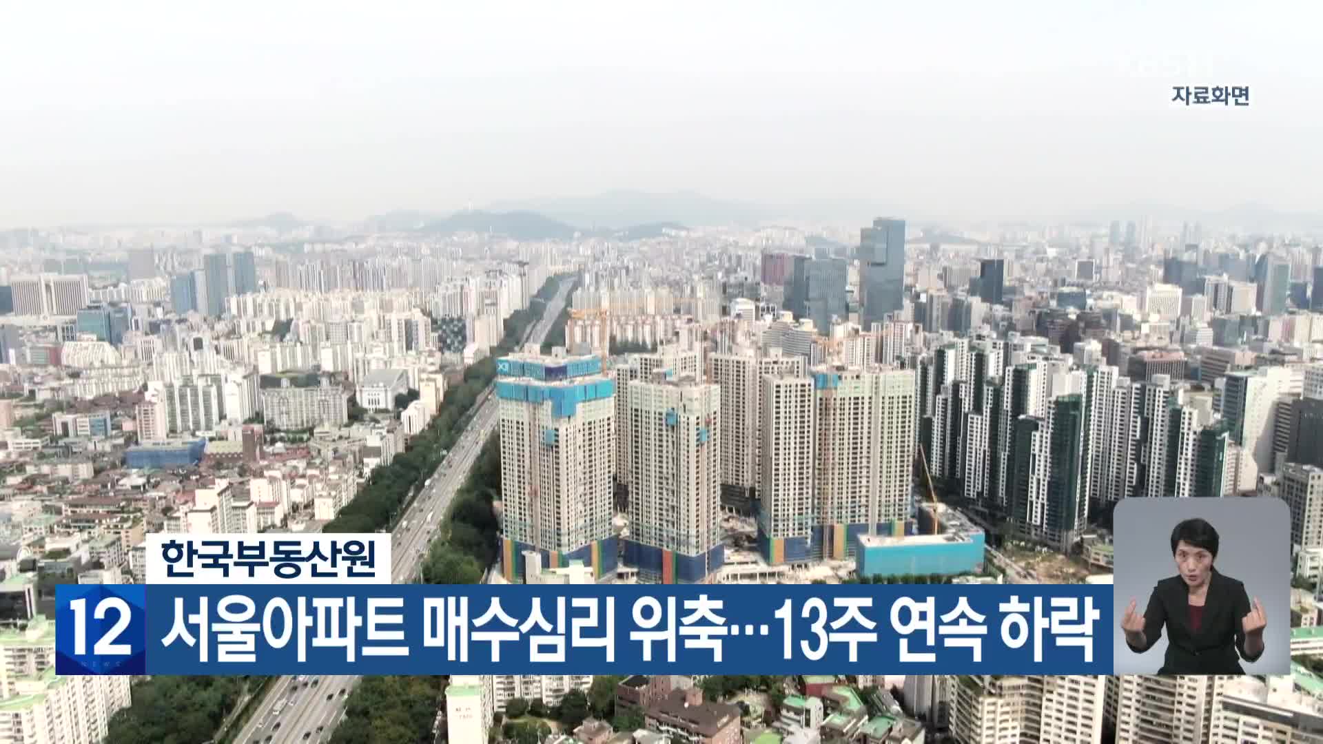 한국부동산원, 서울아파트 매수심리 위축…13주 연속 하락