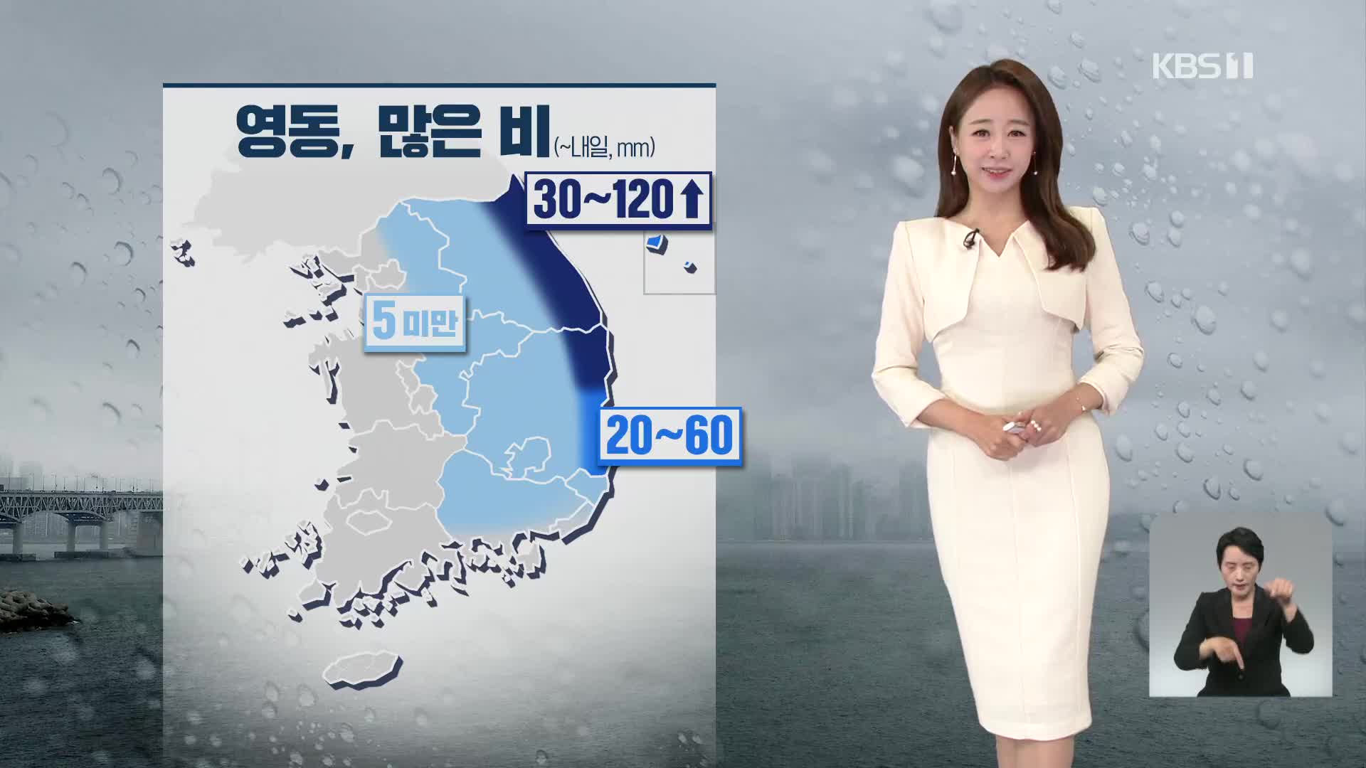 [오후날씨 꿀팁] 선선한 날씨…영동·경북 동해안 최대120mm 비