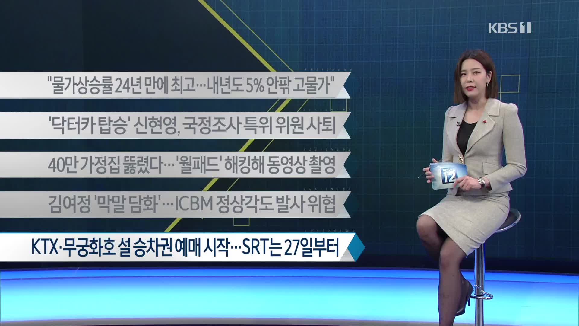 [이 시각 주요뉴스] “물가상승률 24년 만에 최고…내년도 5% 안팎 고물가” 외