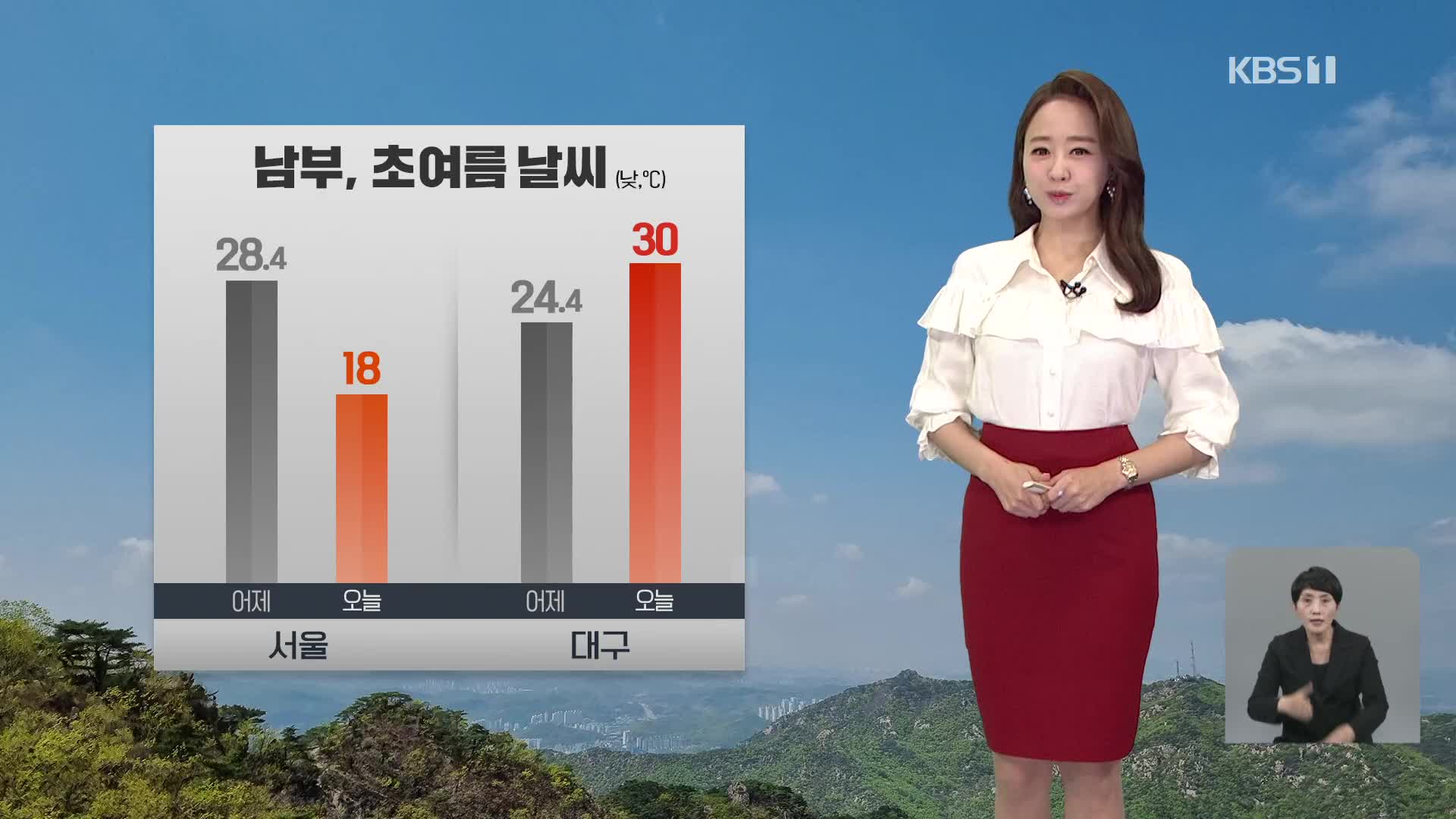 [오후날씨 꿀팁] 남부, 초여름 날씨…대구 30도