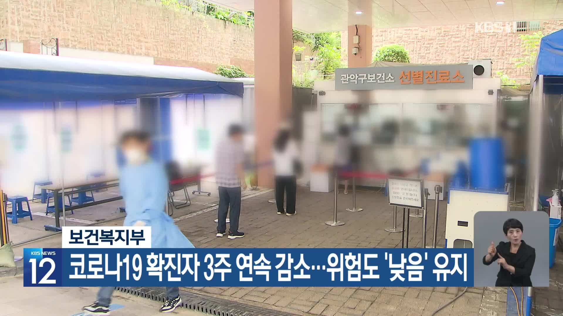 코로나19 확진자 3주 연속 감소…위험도 ‘낮음’ 유지