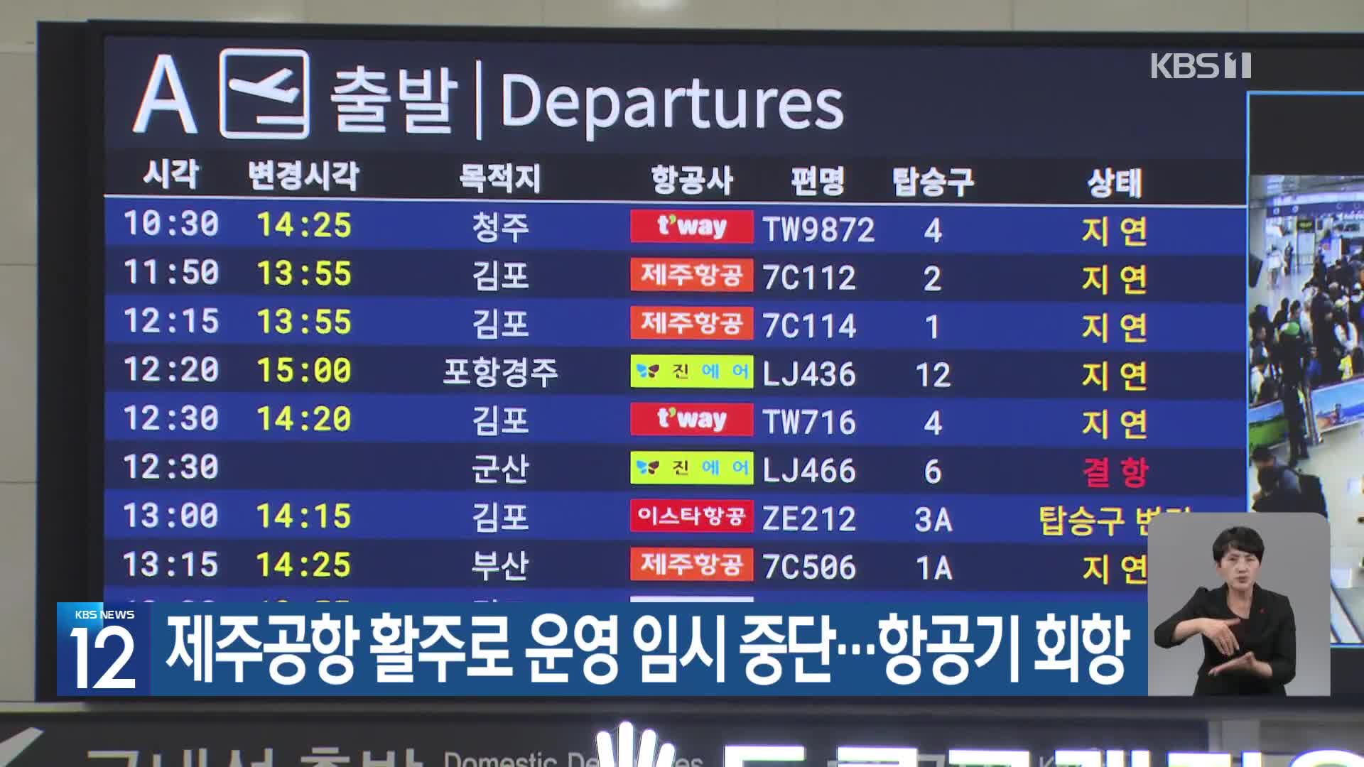 제주공항 활주로 운영 임시 중단…항공기 회항