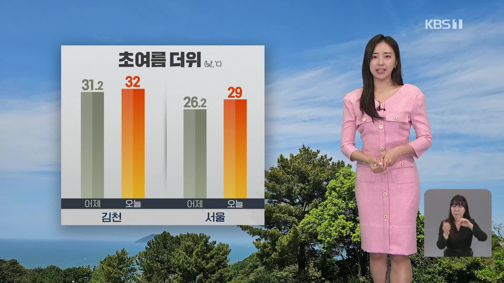 [12시 날씨] 맑고 한낮 30도 안팎 더위…제주 밤부터 비