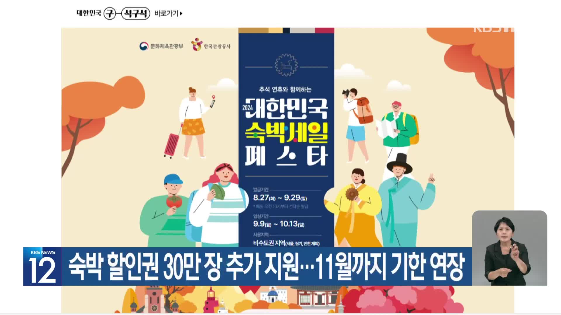 숙박 할인권 30만 장 추가 지원…11월까지 기한 연장