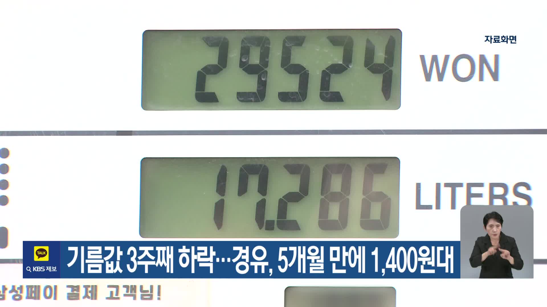 기름값 3주째 하락…경유, 5개월 만에 1,400원대