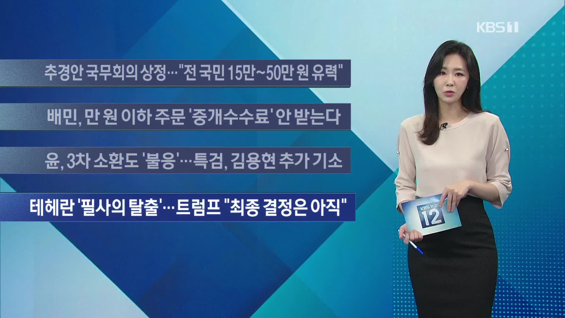 [이 시각 주요뉴스] 추경안 국무회의 상정…“전 국민 15만~50만 원 유력” 외