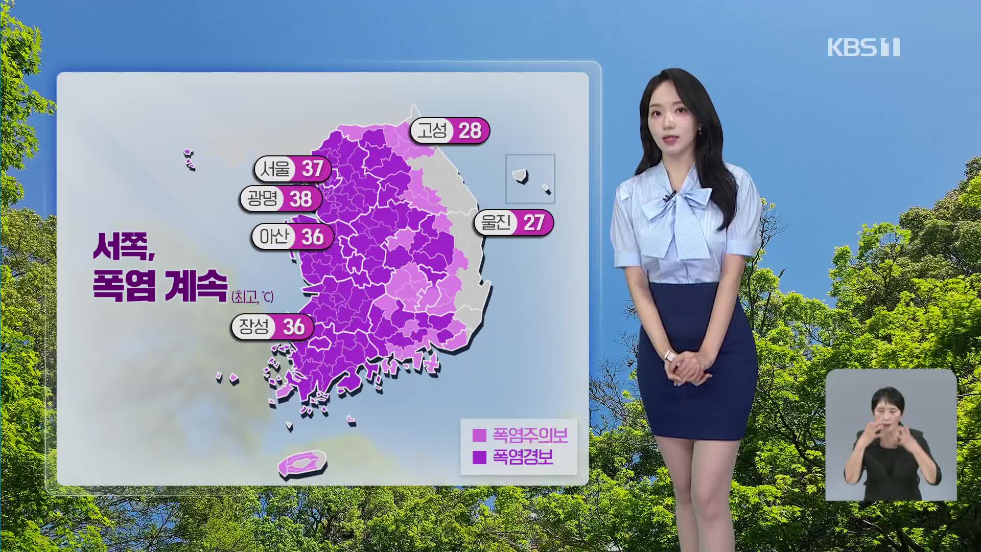 [오후날씨 꿀팁] 서울 한낮 37도…서쪽 35도 안팎 폭염