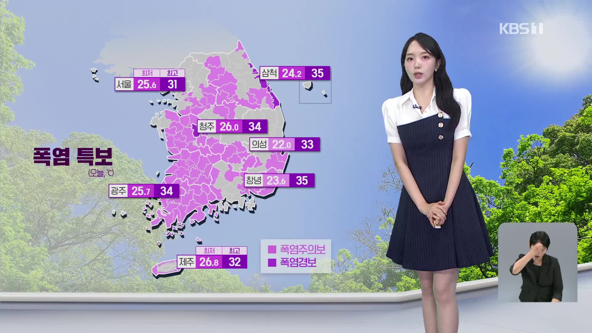 [오후날씨 꿀팁] 전국 대부분 폭염특보…곳곳에 소나기
