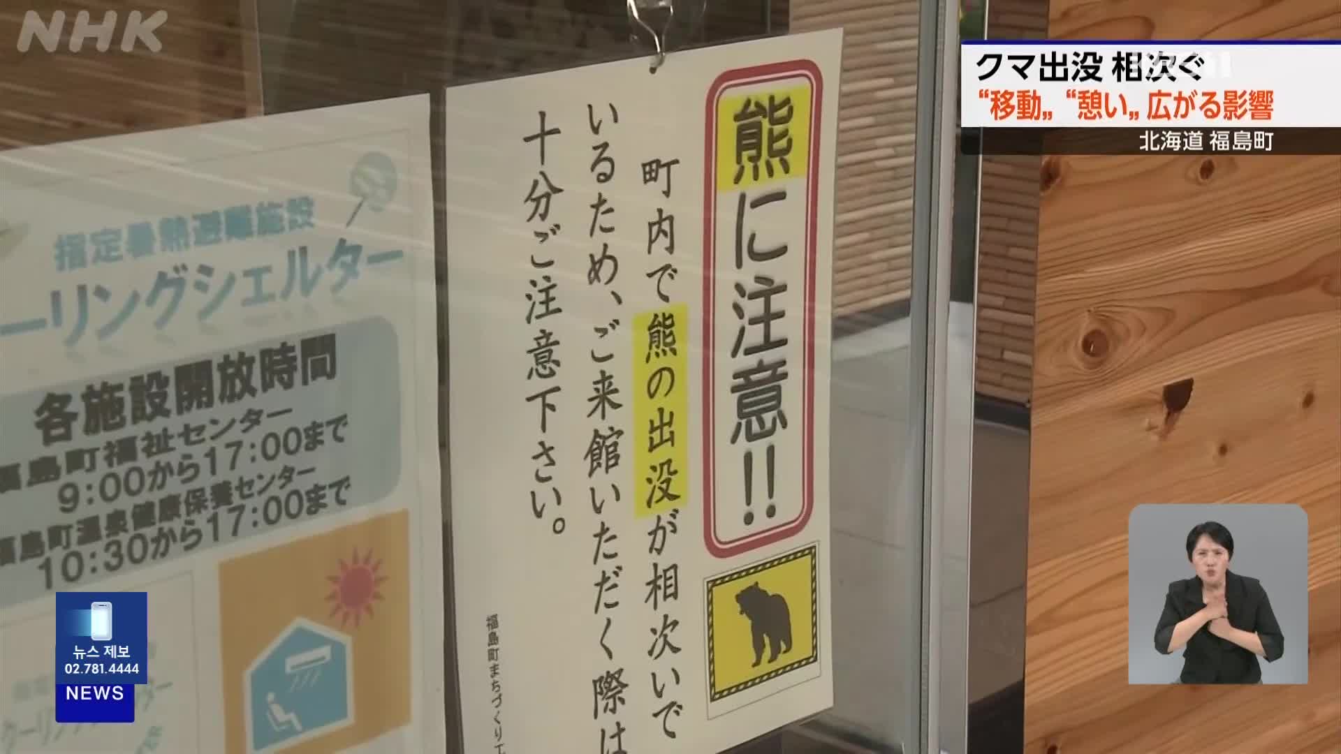 일본, 곰 잇단 출몰에 경기 취소·온천 단축 영업