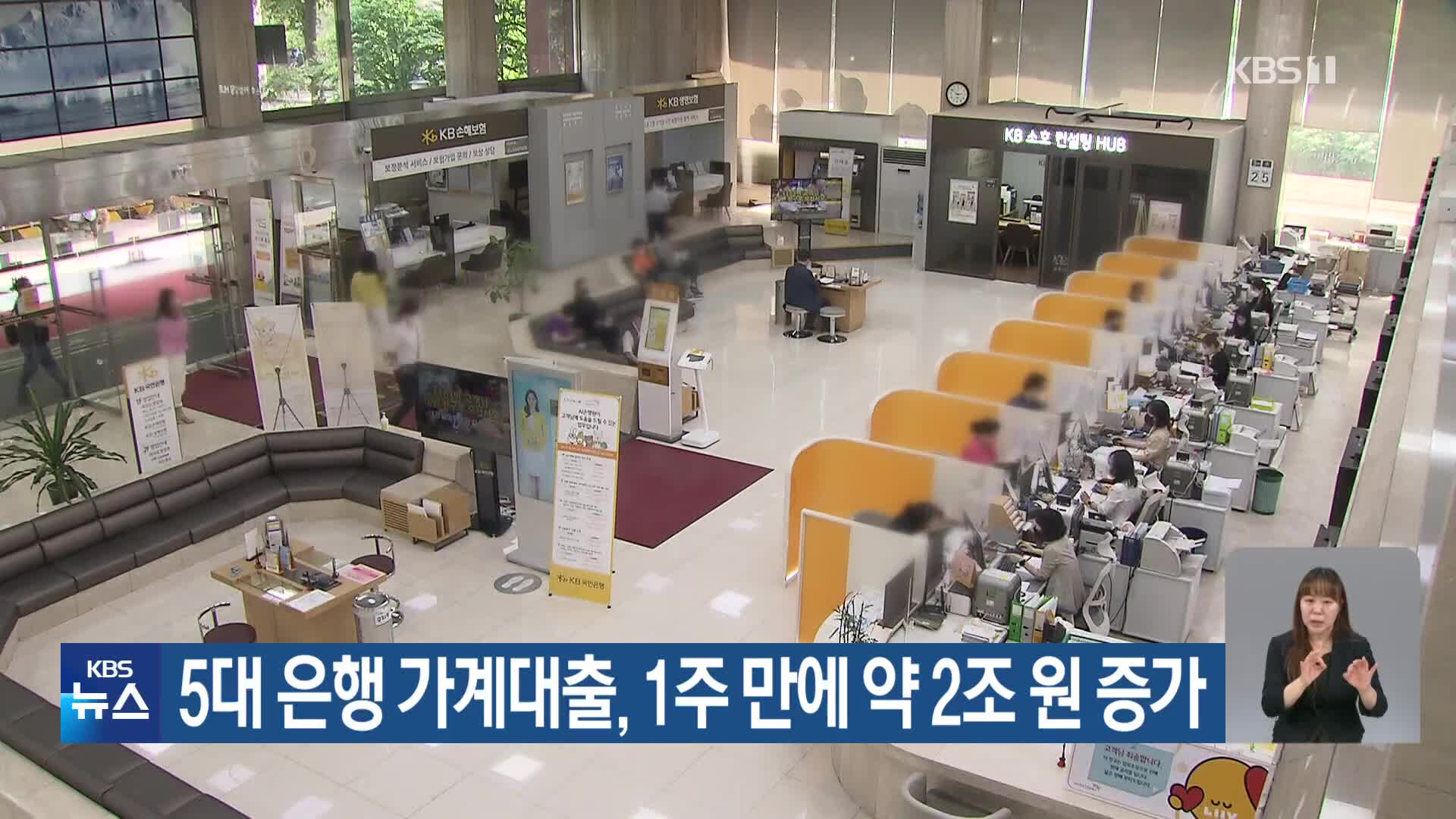 5대 은행 가계대출, 1주 만에 약 2조 원 증가