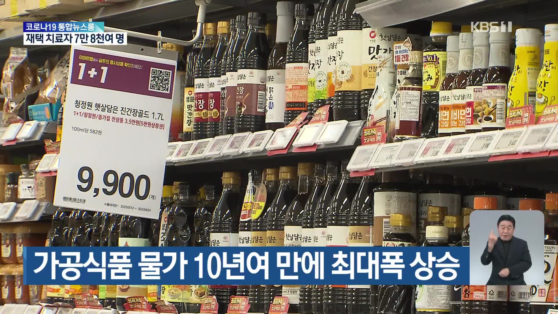 가공식품 물가 10년여 만에 최대폭 상승