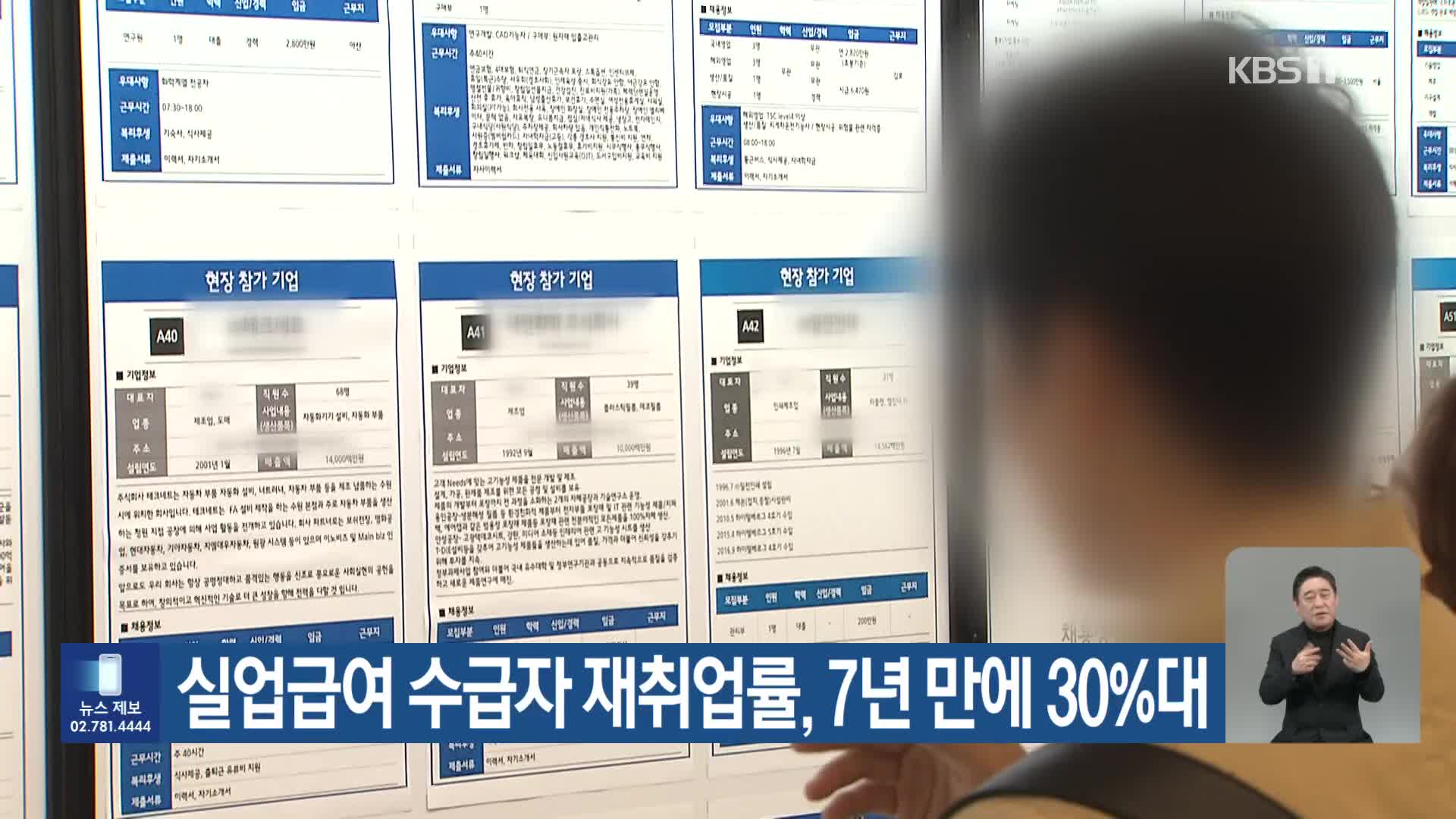 실업급여 수급자 재취업률, 7년 만에 30%대